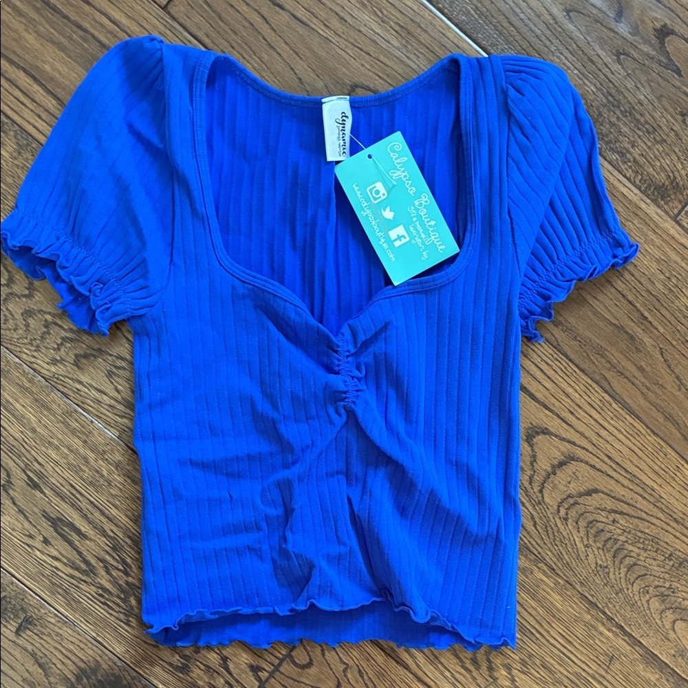 Vibrant Blue Ribbed Crop Top by Cider